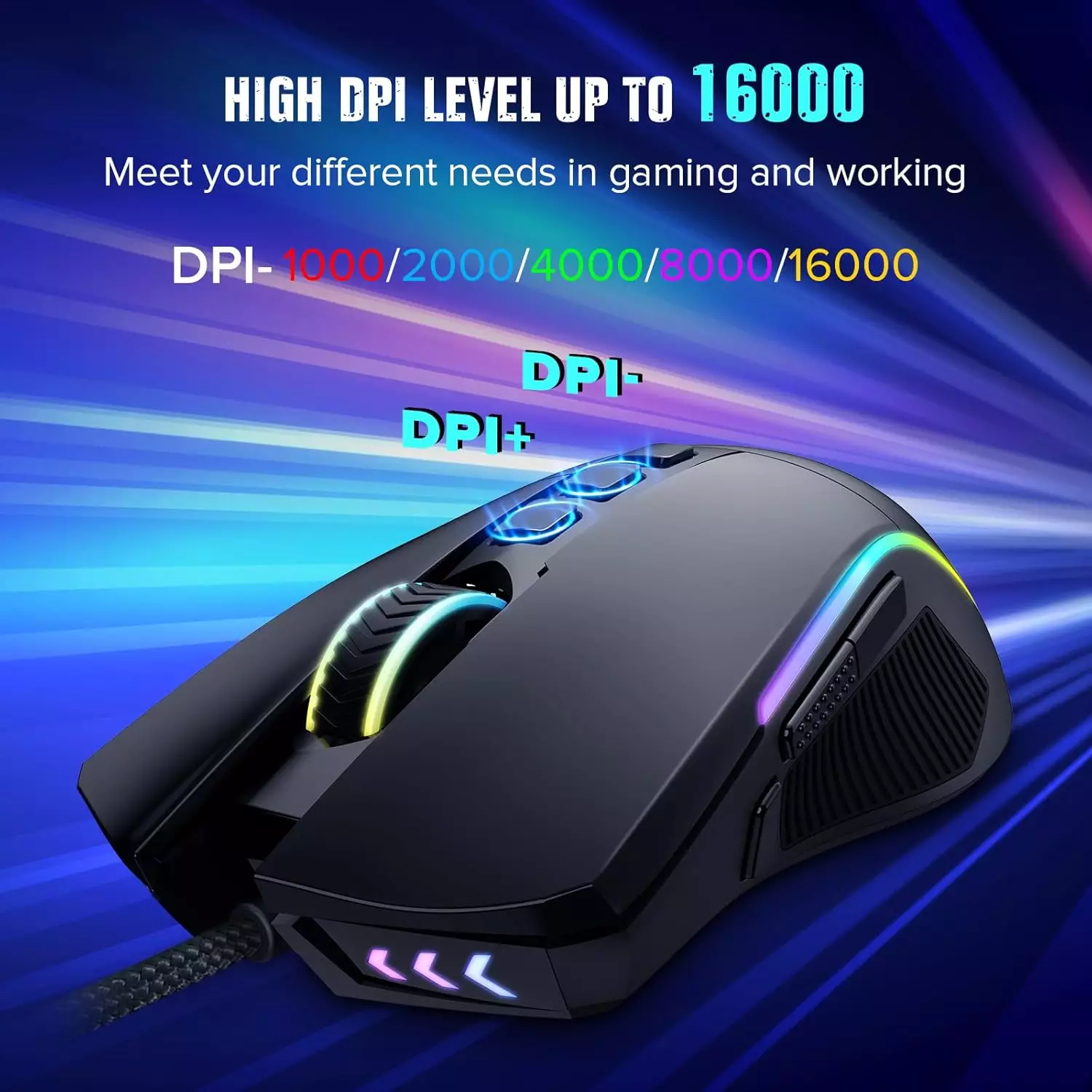 ريدراجون M812 بلانك ماوس ألعاب RGB سلكي 16000 DPI – أسود