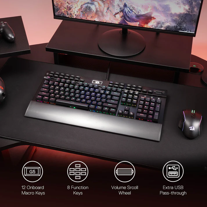 Redragon K550-1 Yama RGB Wired Gaming Keyboard Purple Switch - Black