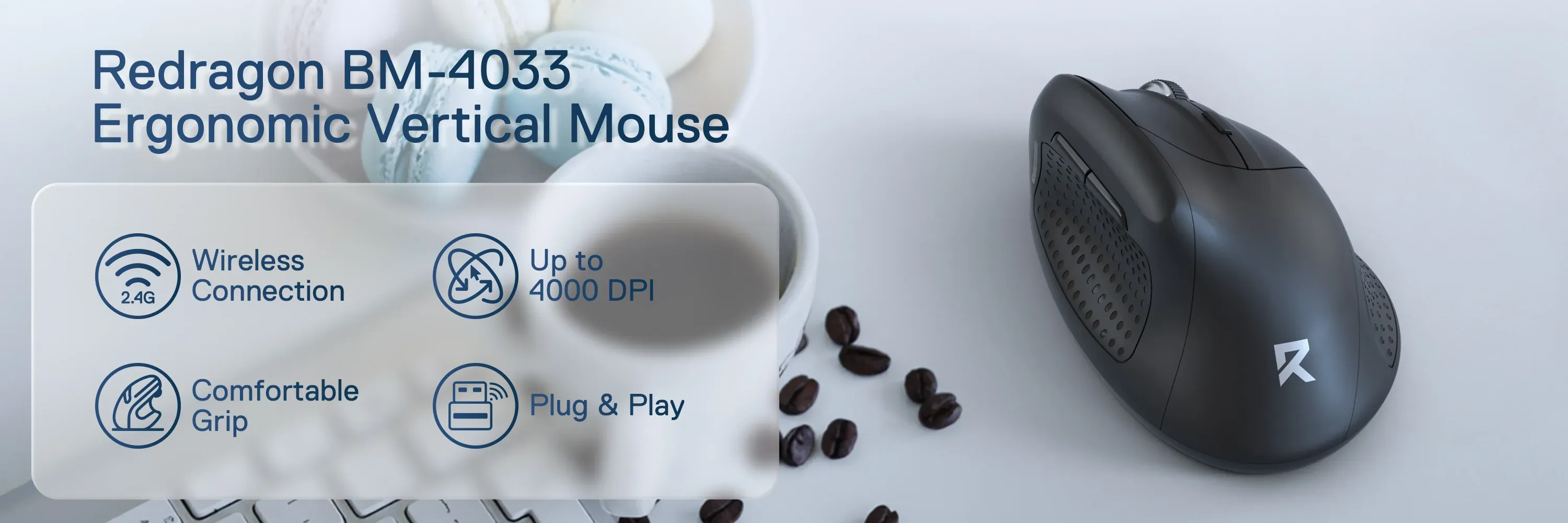 Redragon BM-4033 Wireless Vertical Ergonomic Mouse