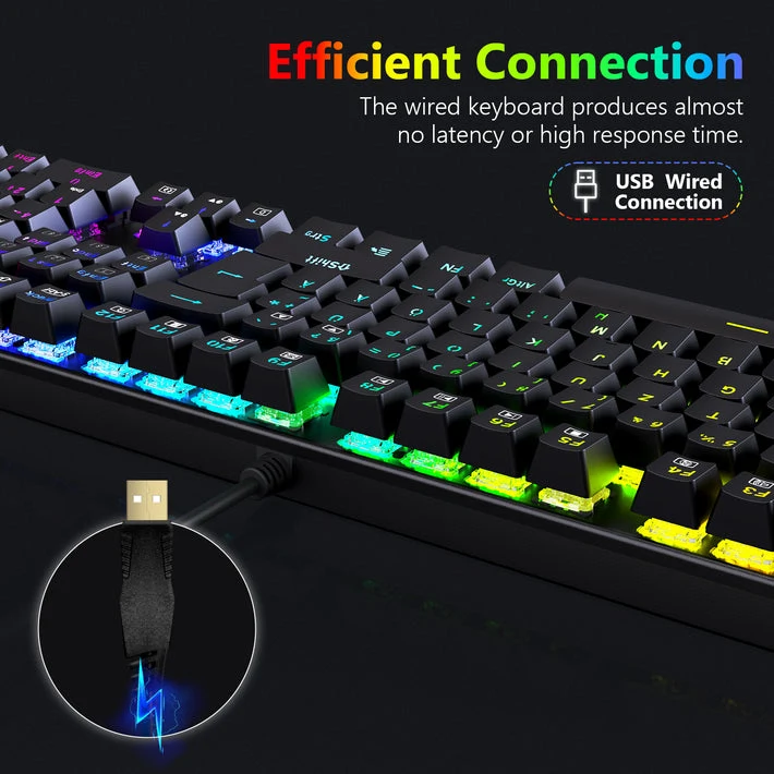 Redragon K565R Rudra Rainbow Mechanical Wired Gaming Keyboard - Brown Switch