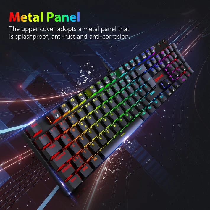 Redragon K565R Rudra Rainbow Mechanical Wired Gaming Keyboard - Brown Switch