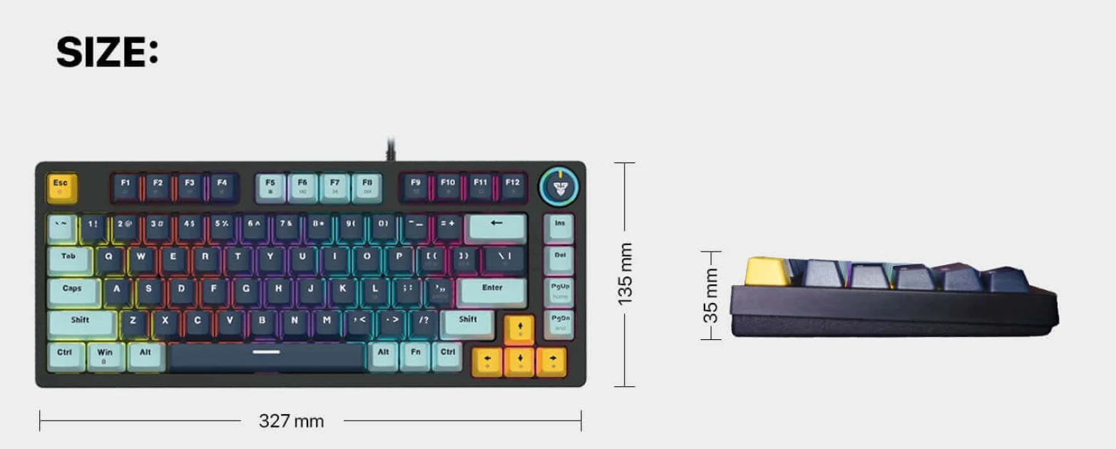Fantech ATOM81 MK875V2 Wired Mechanical Gaming Keyboard Navy - Blue Switch