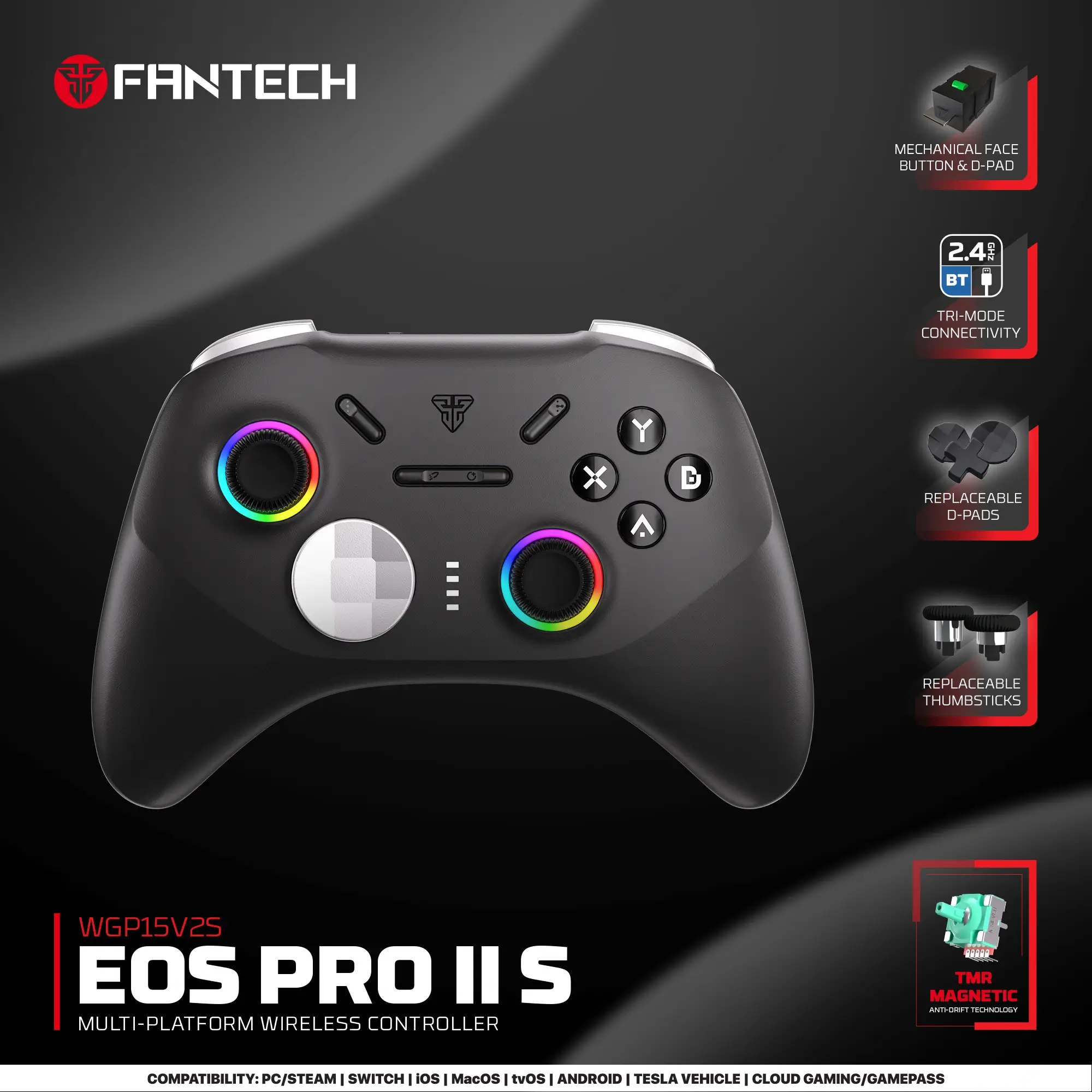 Fantech EOS Pro II S WGP15V2S Orion Black Wireless Controller