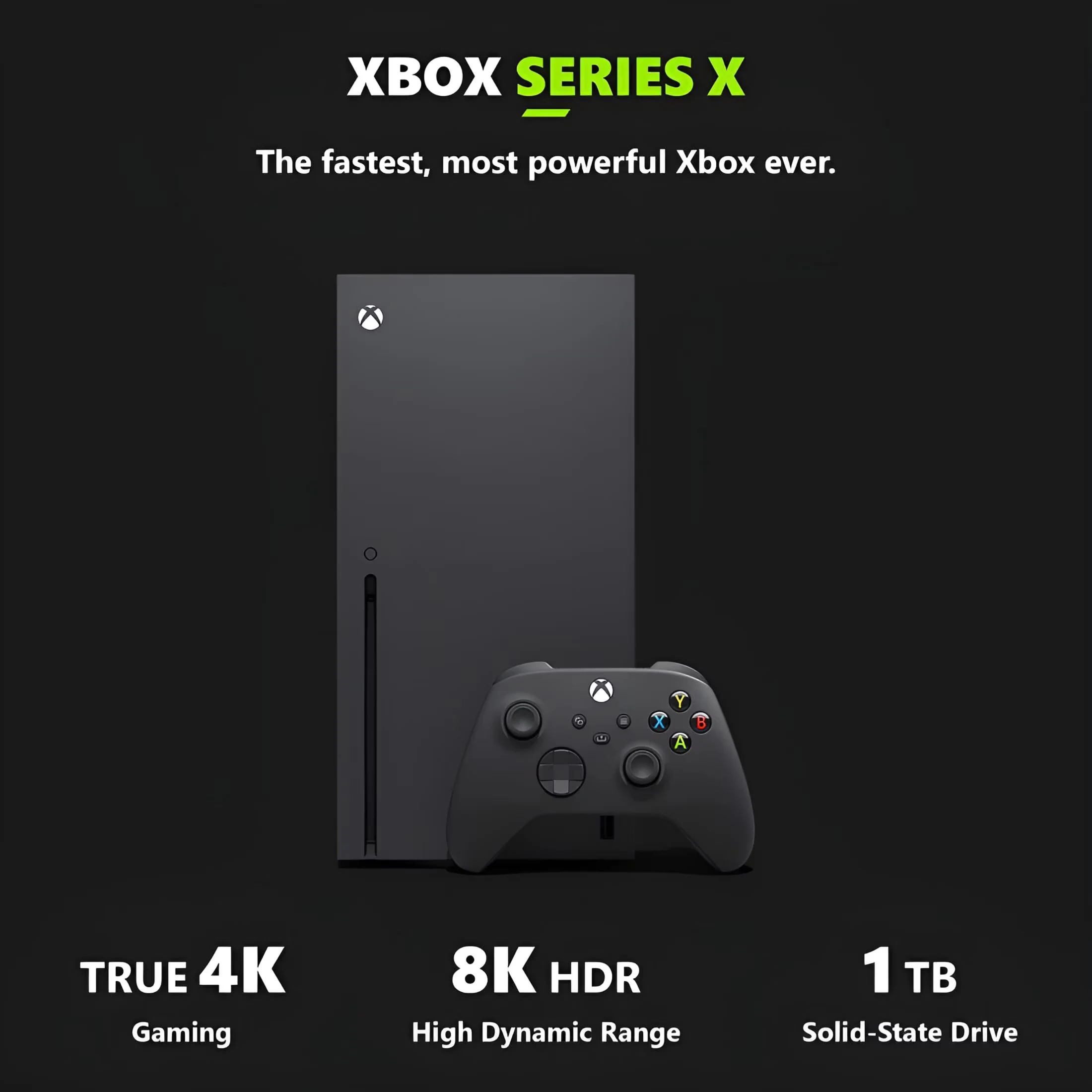 جهاز Xbox Series X سعة 1 تيرابايت باللون الأسود الكربوني