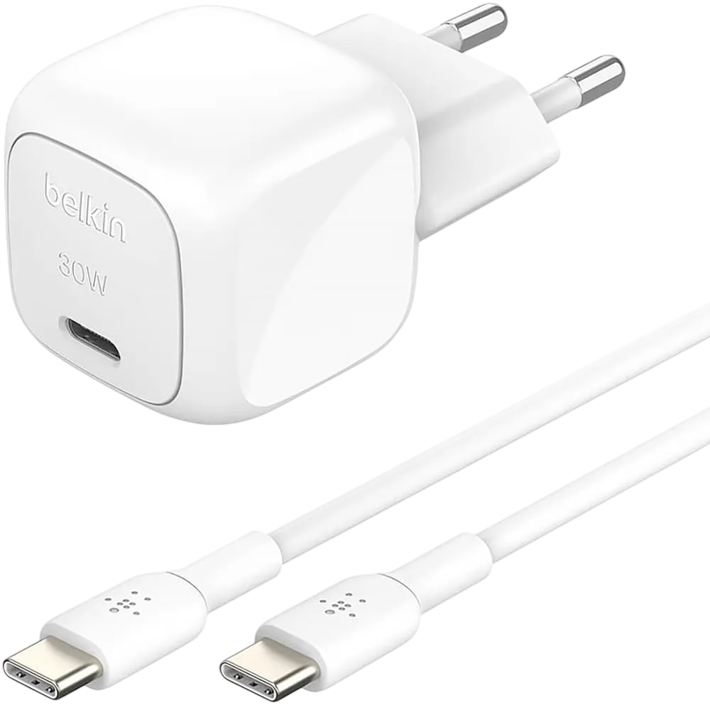 Belkin BoostCharge 30W USB-C PD Fast Charger with USB-C Cable White