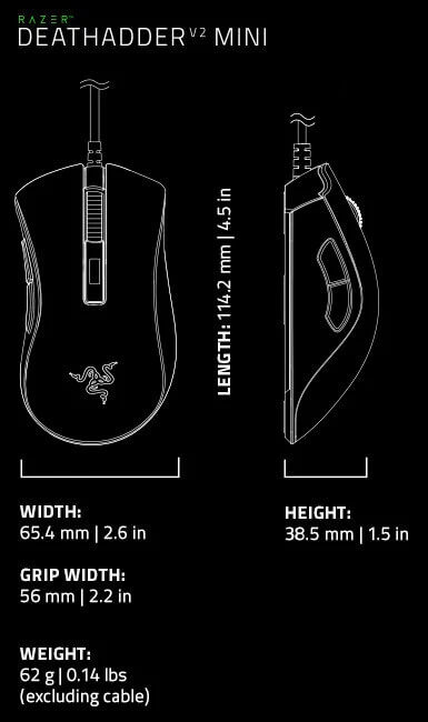 Razer DeathAdder V2 Mini Wired Gaming Mouse with Grip Tape