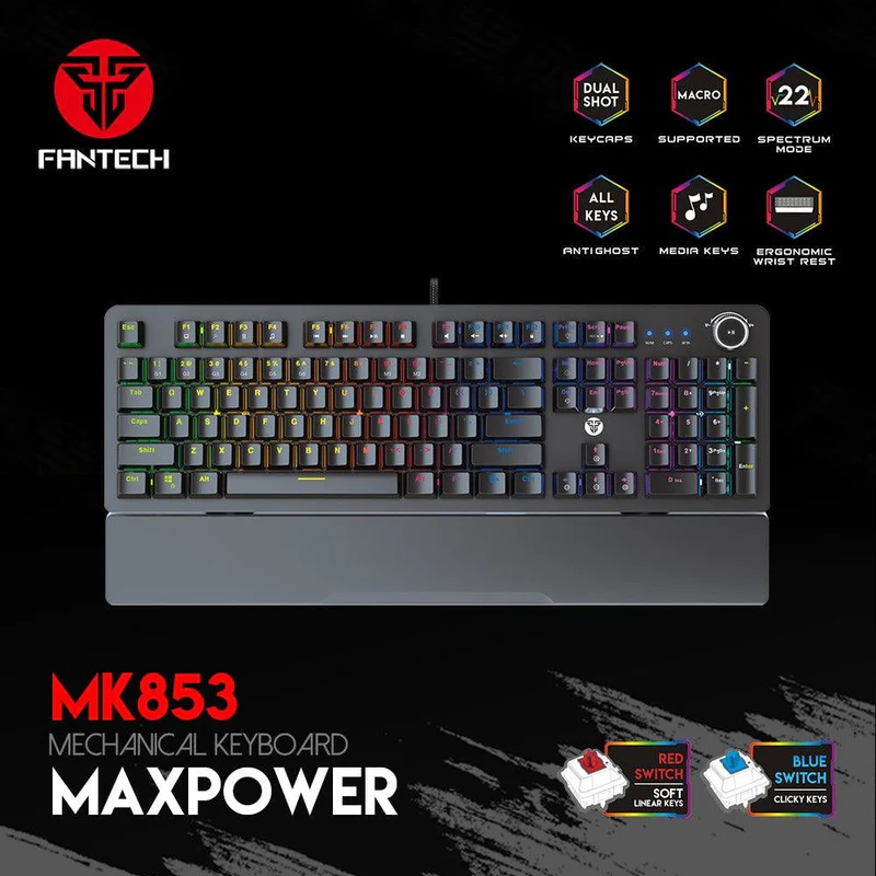 فانتك ماكس باور MK853 V2 – سلكي RGB (سويتش أزرق)