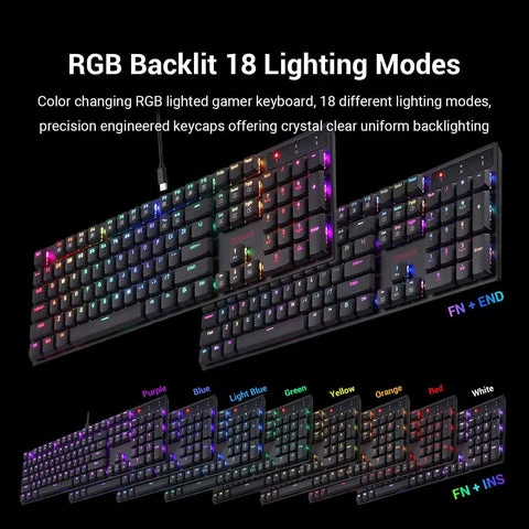 Redragon K535 RGB Mechanical Wired Gaming Keyboard Blue Switch - Black