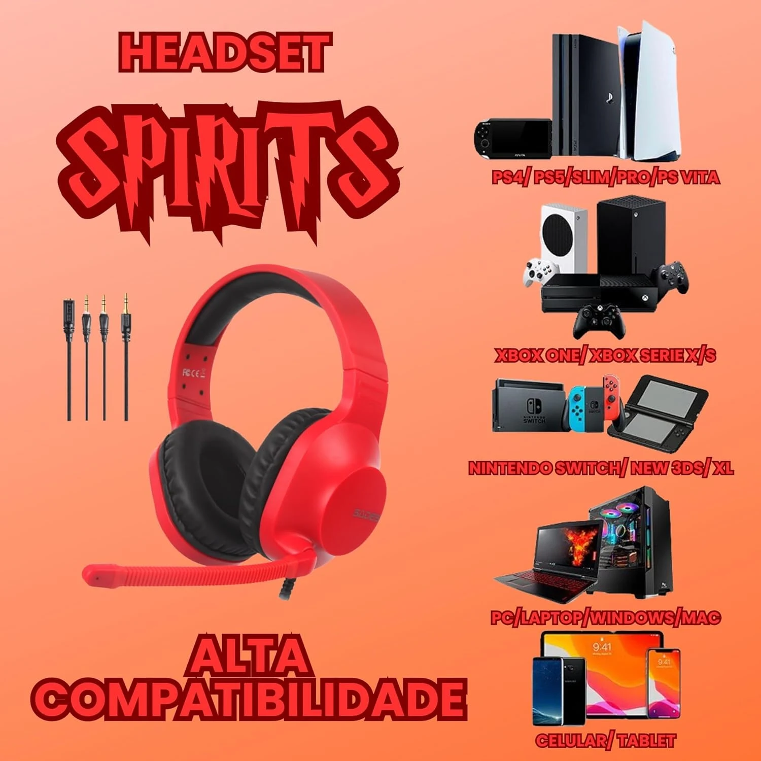 SADES Spirits SA-721 Wired Gaming Headphone - Red - Open Sealed