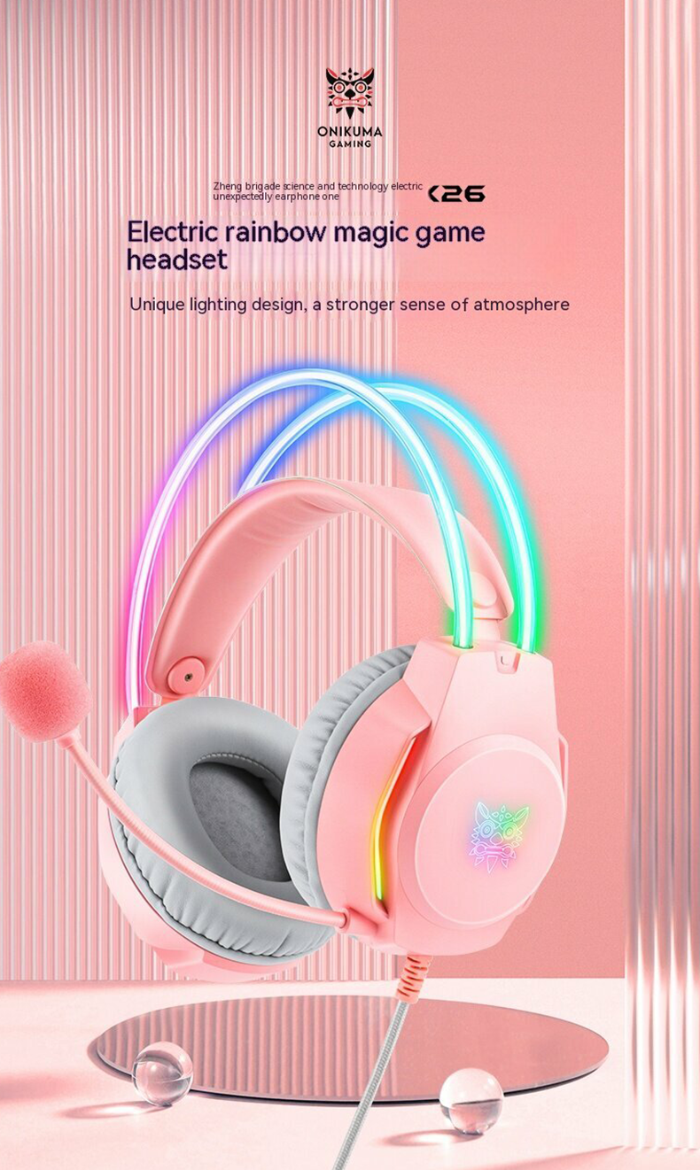 ONIKUMA X26 Wired Gaming Headset - Pink