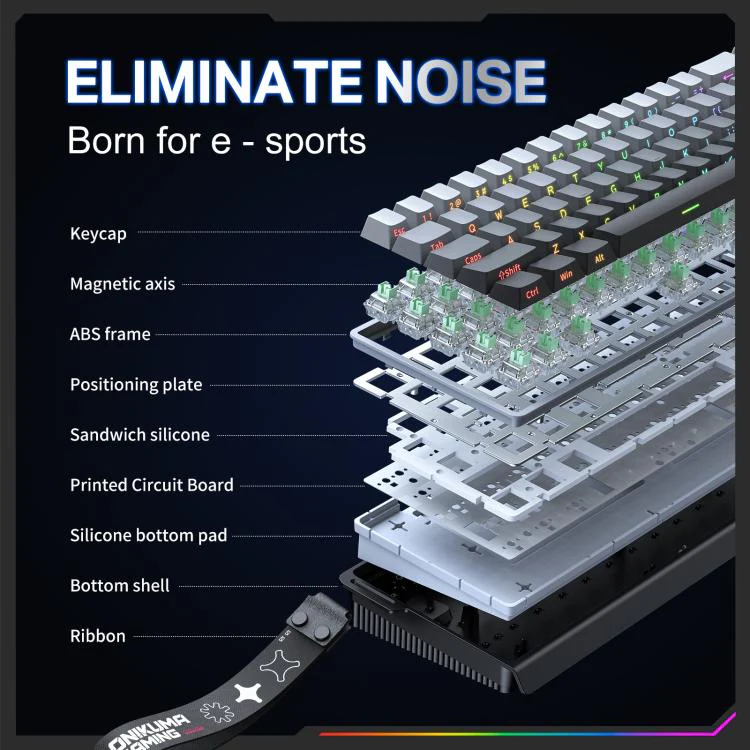 ONIKUMA G69 RGB Wired Hall-Effect Magnetic Gaming Keyboard - Black