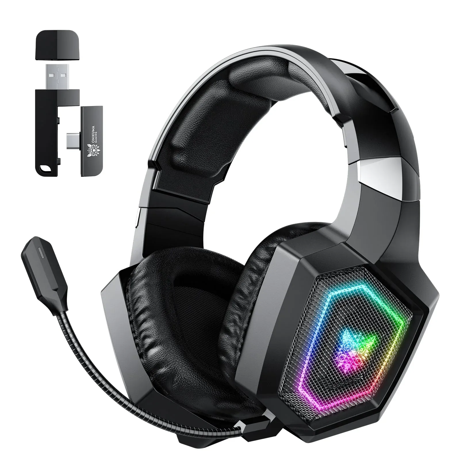 ONIKUMA GT806 RGB Tri-Mode Wireless Gaming Headset - Black - Open Sealed