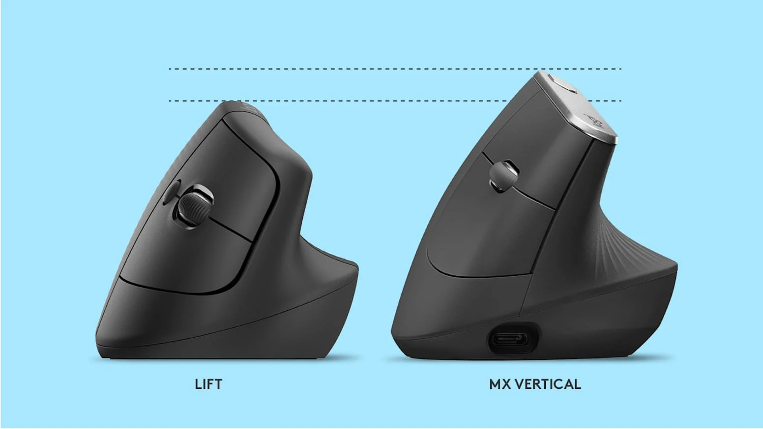 Logitech Lift Vertical Ergonomic Wireless Mouse - Graphite