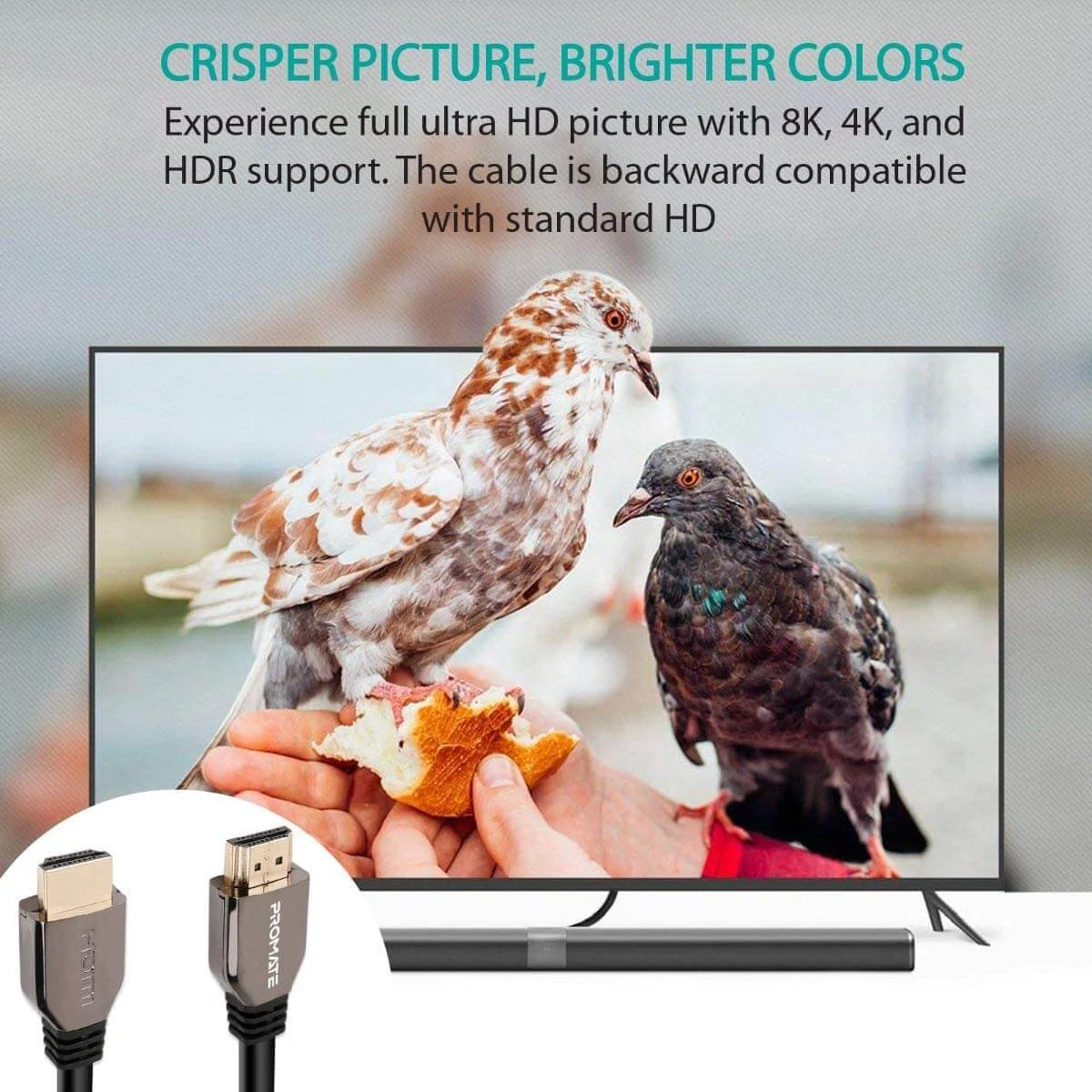 كابل HDMI 2.1 من بروميت ، 48 جيجابت في الثانية 8 كيلو HDMI إلى HDMI (2 متر)