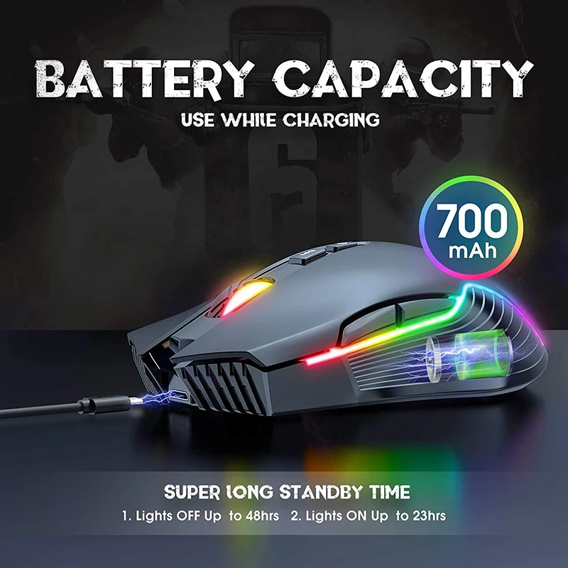 Onikuma CW905 RGB Wireless Gaming Mouse - Black