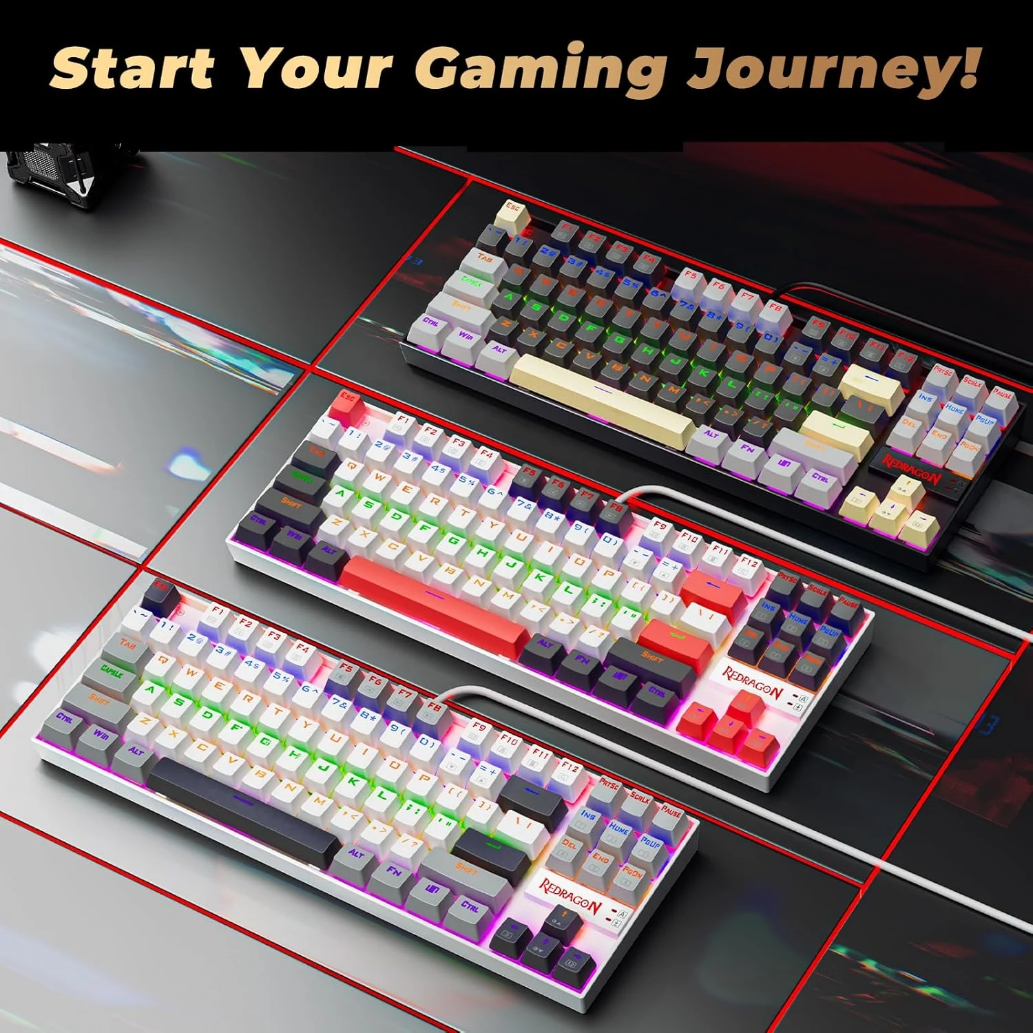 Redragon k552 WLR-R Kumara Mechanical Wired Gaming Keyboard Red Switch - White/Black