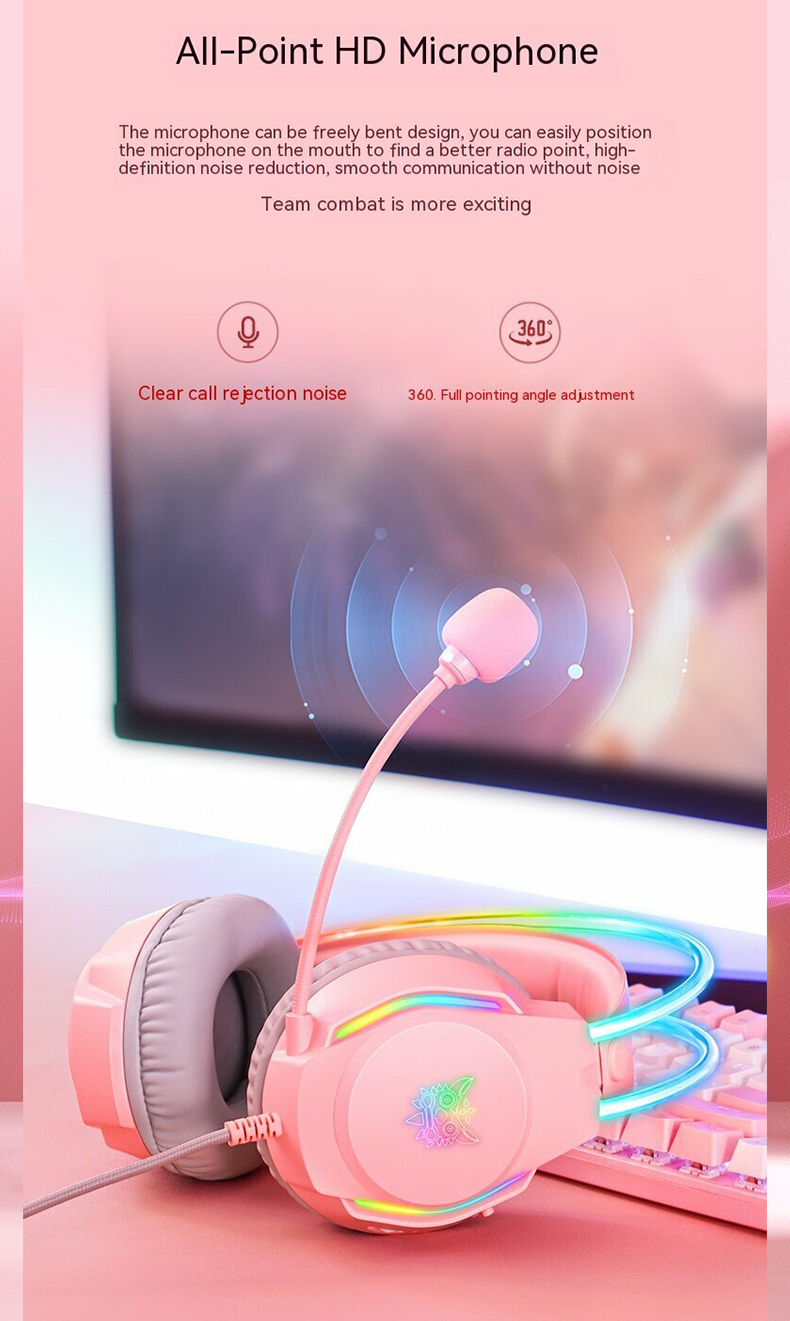 ONIKUMA X26 Wired Gaming Headset - Pink