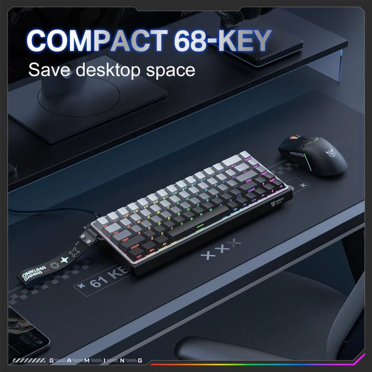 ONIKUMA G69 RGB Wired Hall-Effect Magnetic Gaming Keyboard - Black