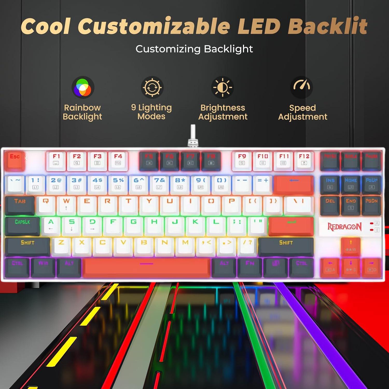 Redragon k552 WLR-R Kumara Mechanical Wired Gaming Keyboard Red Switch - White/Black