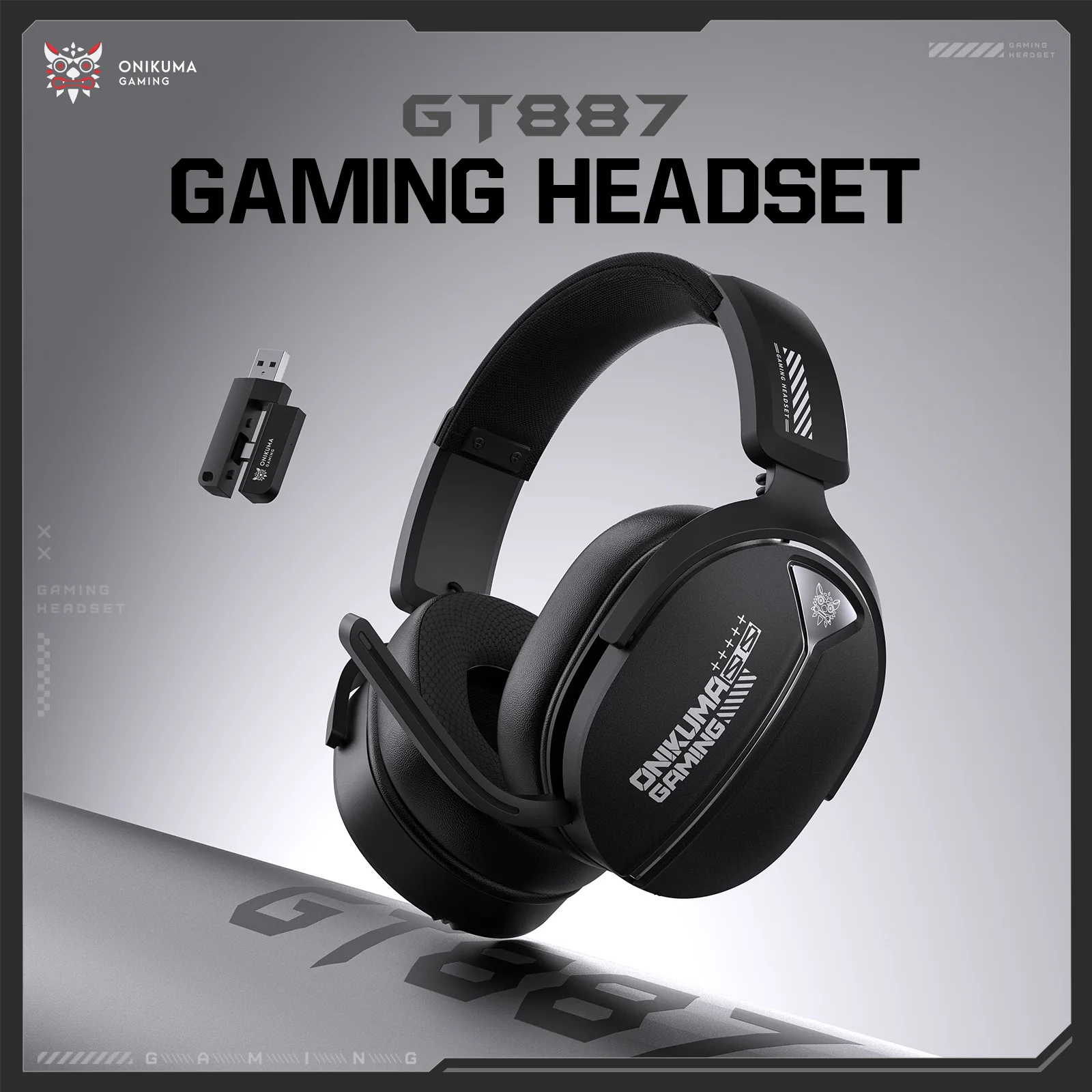 أونيكوما GT887 هيدسيت جيمينج وايرلس تراي-مود – أسود