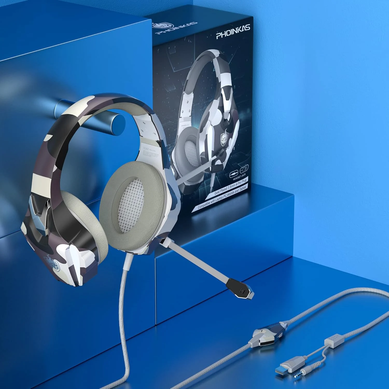 PHOINIKAS H9 Wired Gaming Headset - Camo - Open Sealed