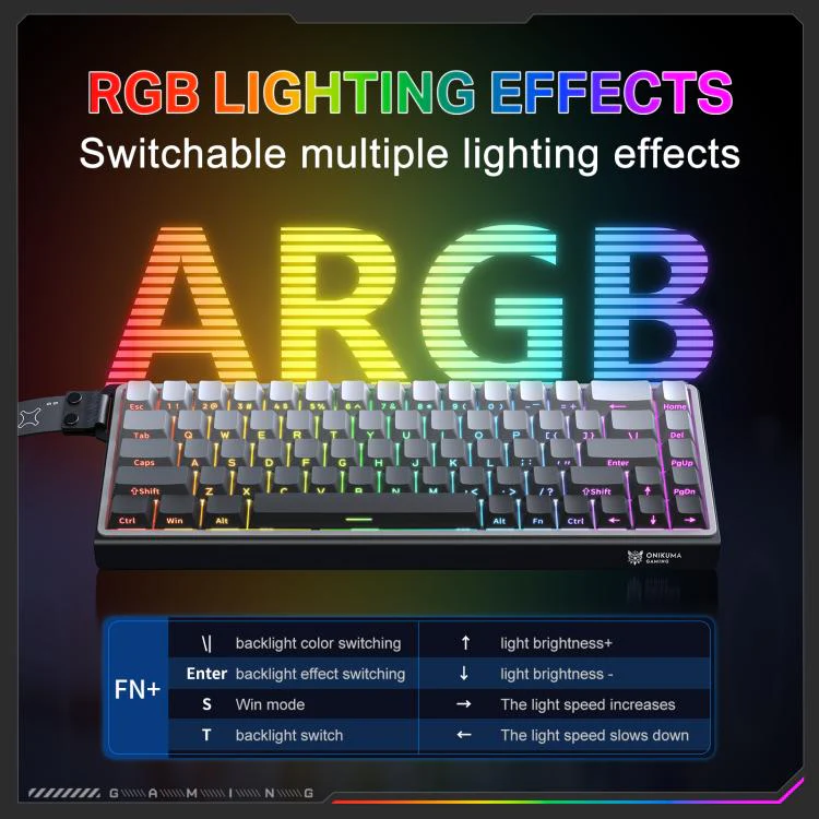 ONIKUMA G69 RGB Wired Hall-Effect Magnetic Gaming Keyboard - Black