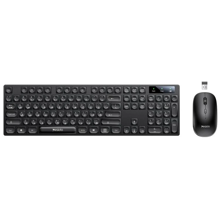 Yesido KB42 2.4G Wireless Keyboard Mouse Set Arabic - Black