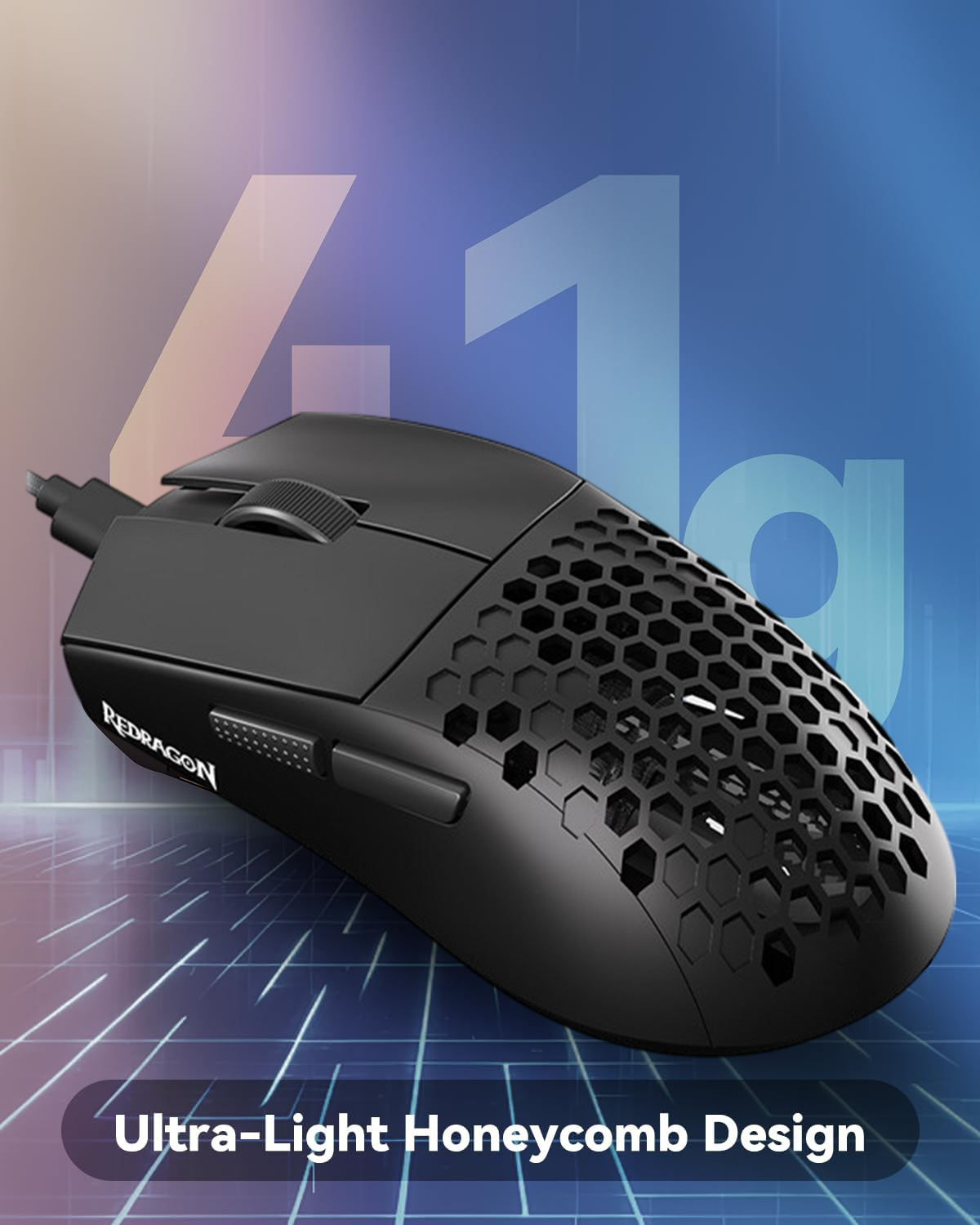 Redragon M617-LIT Honeycomb Bloodhound Wired Gaming Mouse - Black