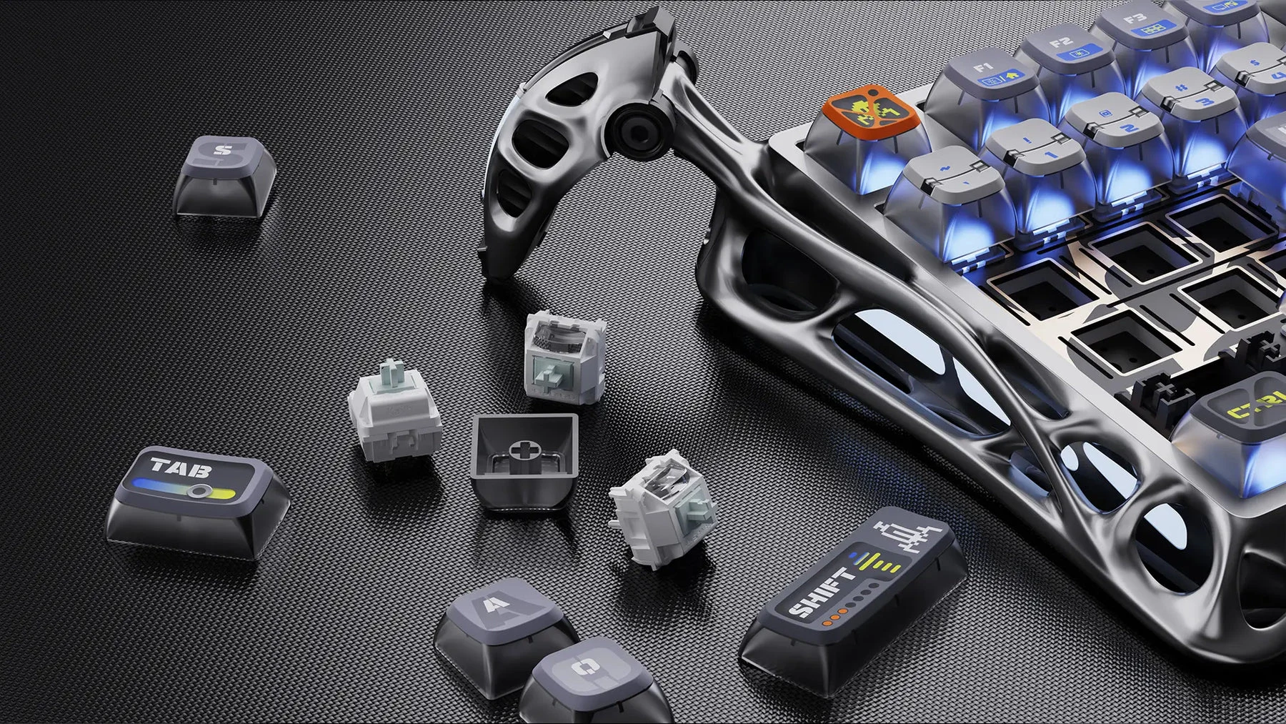 GravaStar Mercury K1 Pro 75% Wireless Mechanical Gaming Keyboard - Interstellar Silver