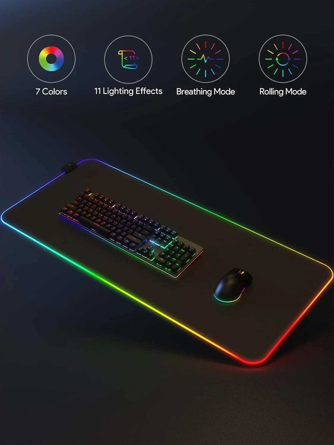 Gaming Mouse Pad RGB Multicolor 40*90CM - Black