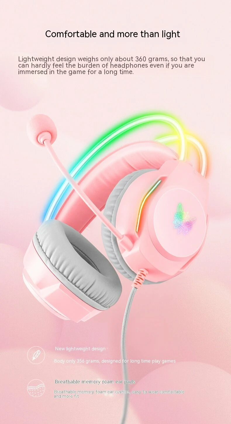 ONIKUMA X26 Wired Gaming Headset - Pink