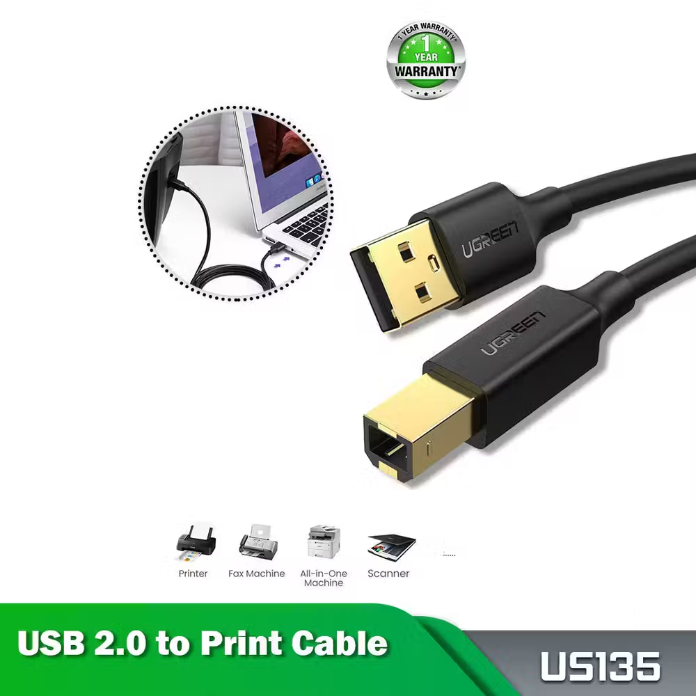 UGREEN US135 USB 2.0 A to B Printer Cable – 2M