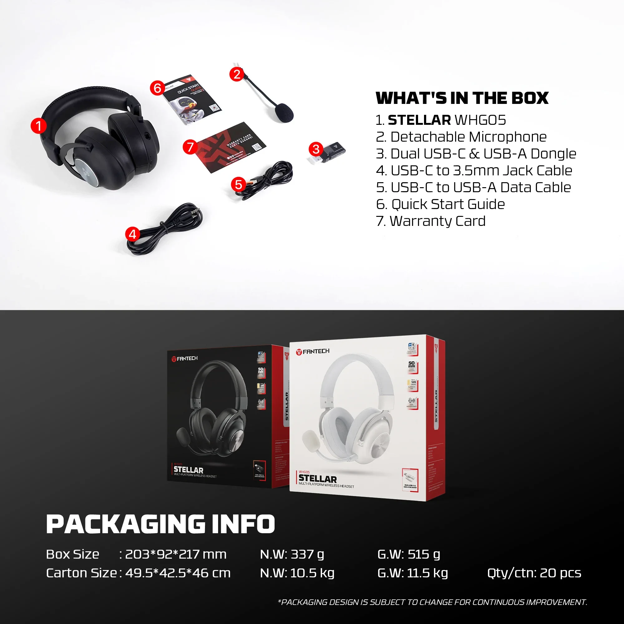 Fantech Stellar WHG05 Wireless Gaming Headset - Black