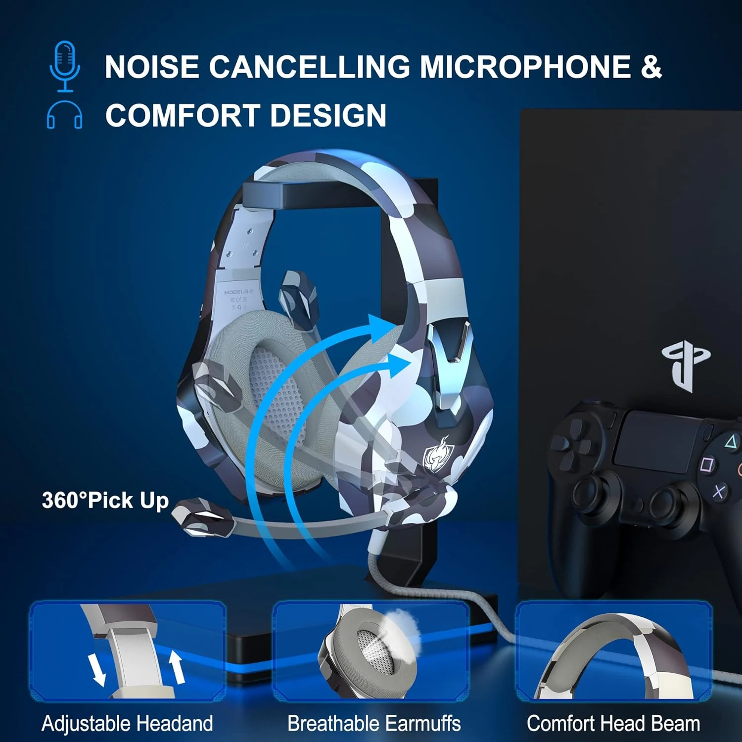 PHOINIKAS H9 Wired Gaming Headset - Camo - Open Sealed