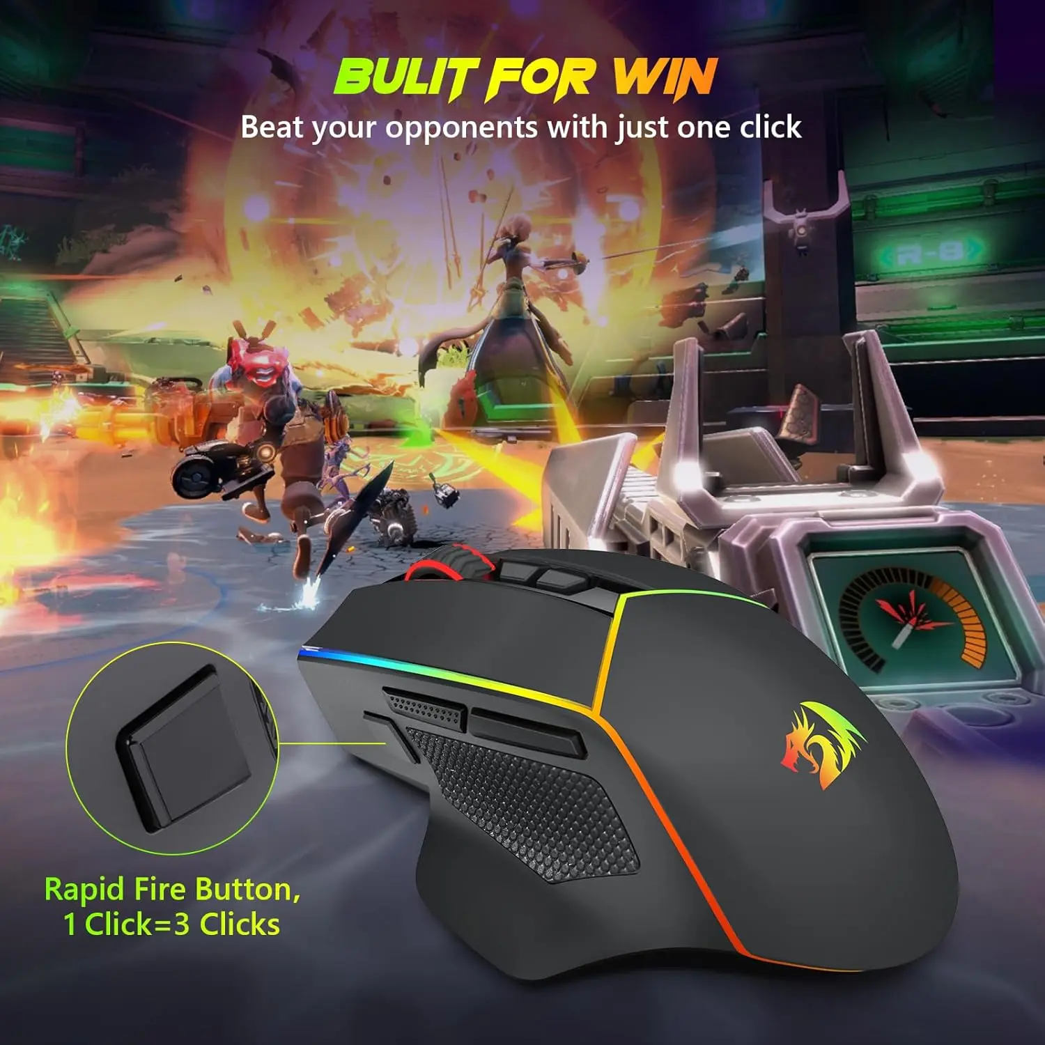 ريدراجون AXE PRO M814 ماوس ألعاب RGB بثلاثة أوضاع اتصال