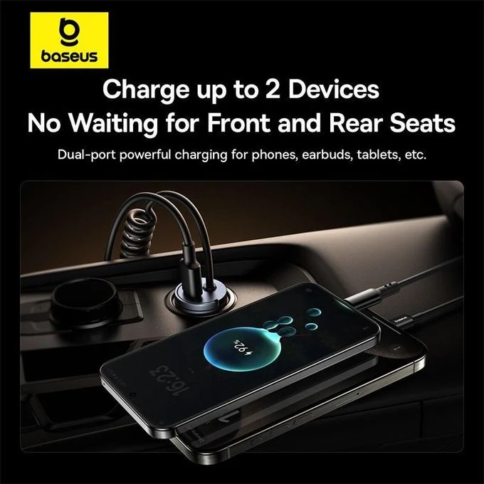 Baseus Tiny Star Mini 30W Car Charger USB-C + USB-C Cable - Black