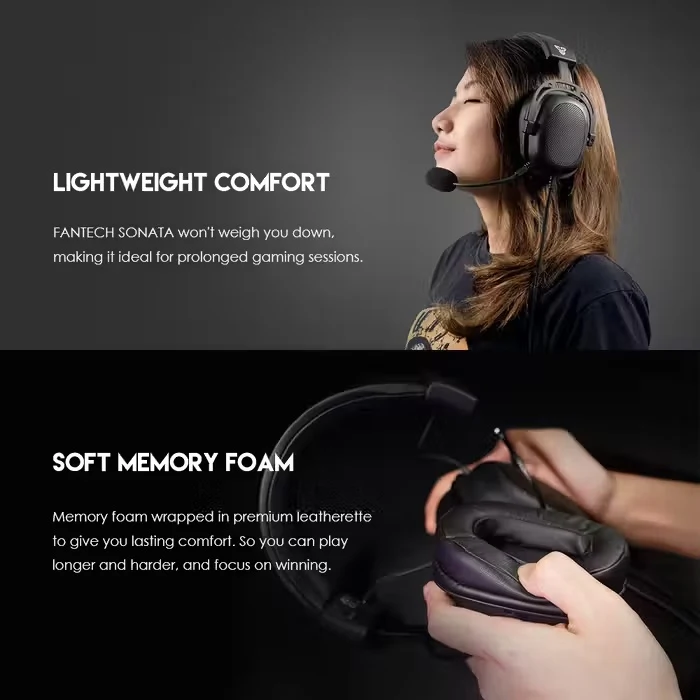 FANTECH MH90 SONATA Wired Gaming Headset - Black - Open Sealed