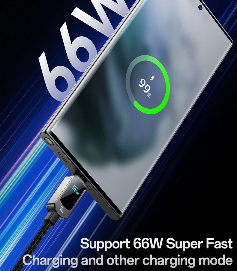 يسيدو CA128C كابل يو إس بي إلى تايب-سي 66 وات بشاشة طاقة 1.2م