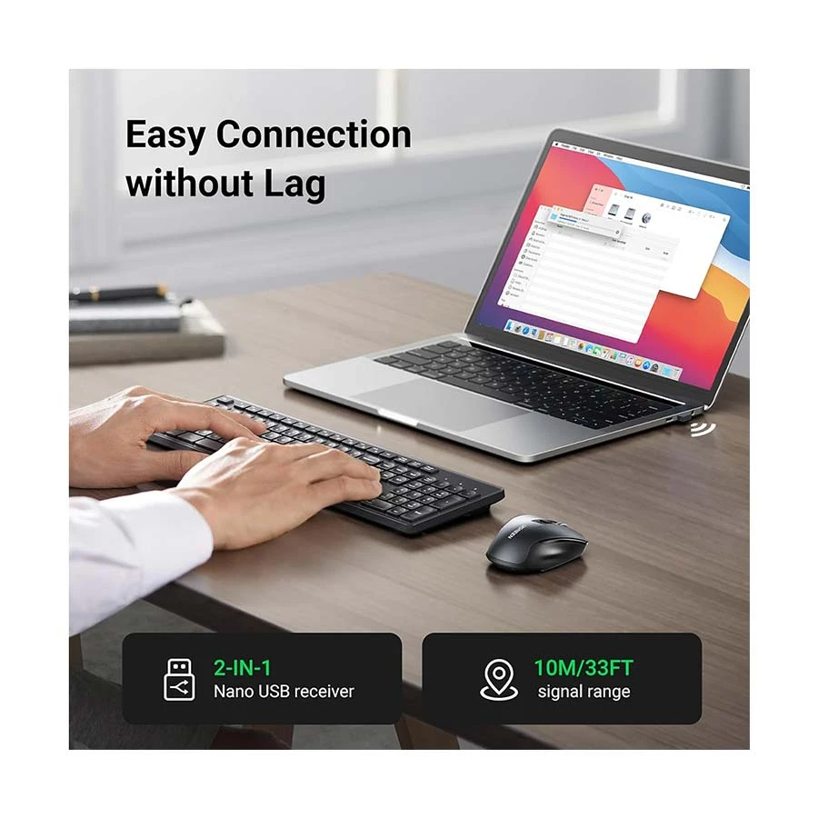 UGREEN MK006 Wireless Keyboard & Mouse – 2.4GHz