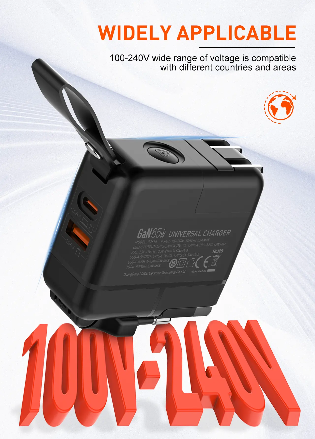 LDNIO Q2618 GaN Fast Charging Universal Travel Fast Charger 65W