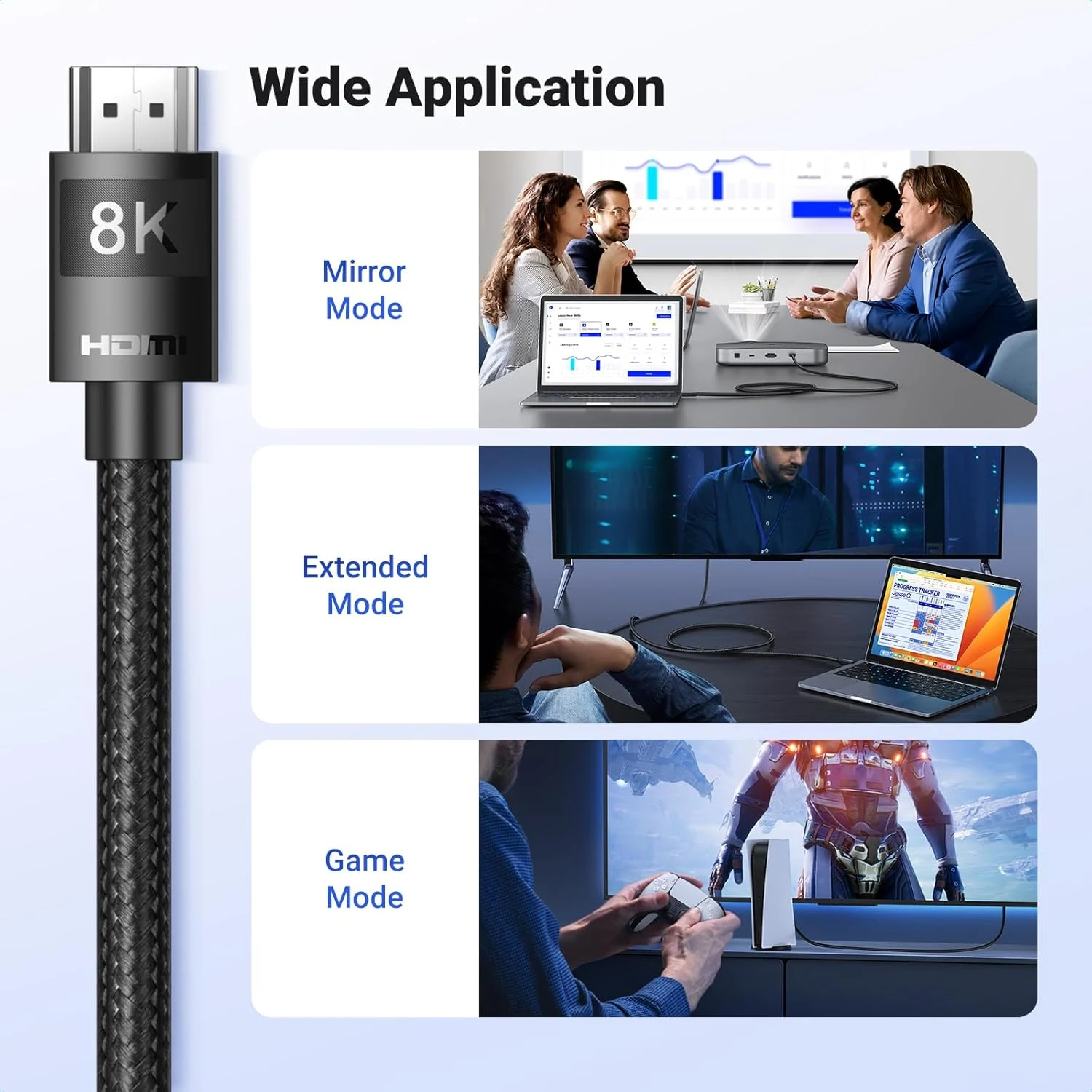 UGREEN HD150 HD 8K@60Hz 4K@120Hz HDMI Cable - Black - 1M