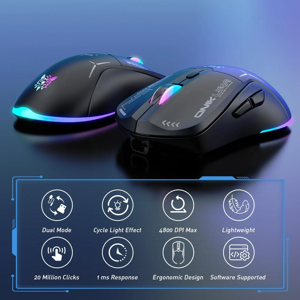 Onikuma CW917 Dual Mode RGB Gaming Mouse – Black