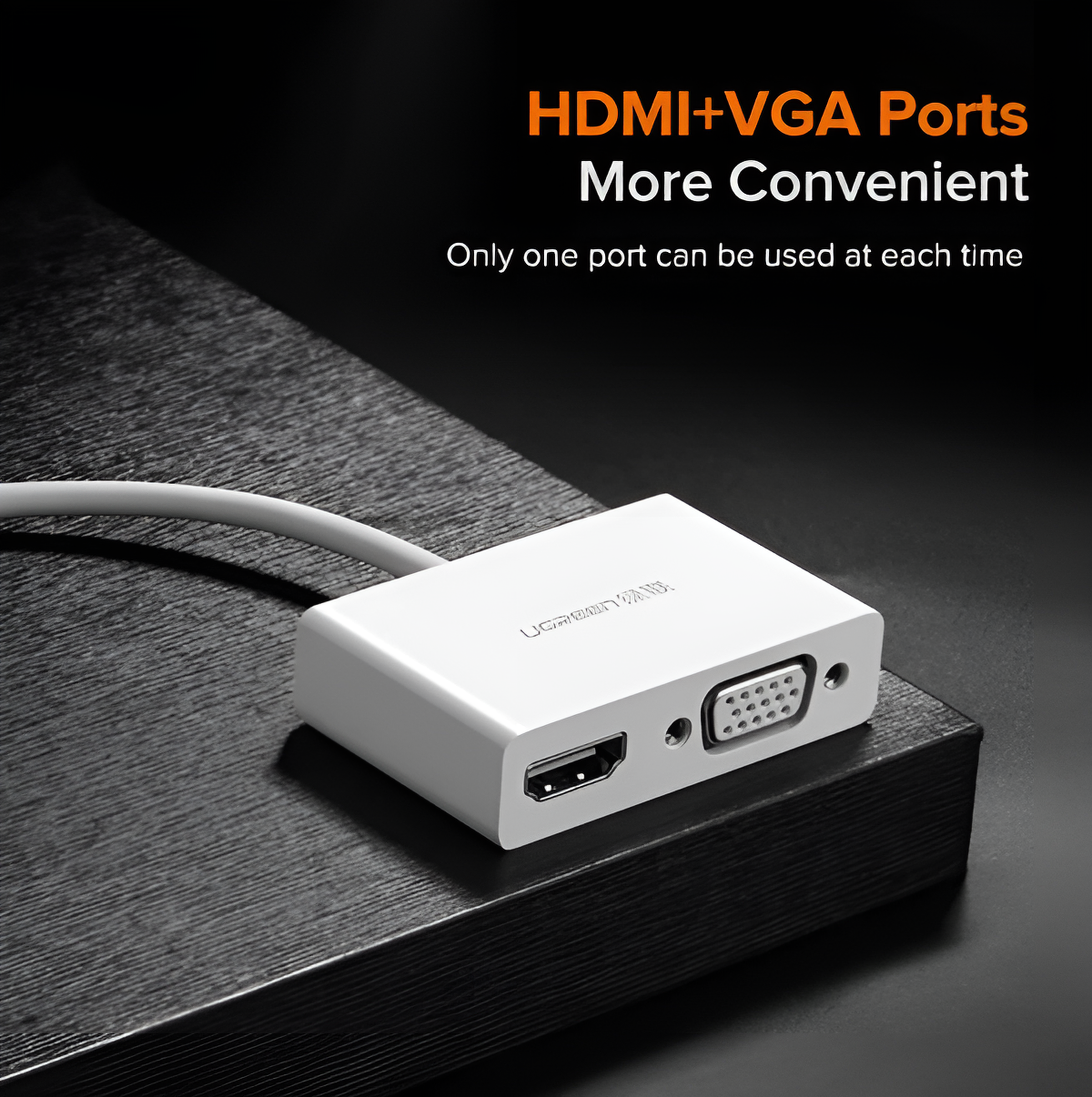 يوجرين MM123 محوّل USB-Type-C إلى HDMI + VGA – أبيض