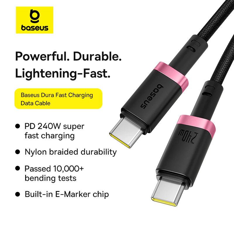 Baseus Dura USB-C to USB-C Cable 240W - 1M - Red/Black