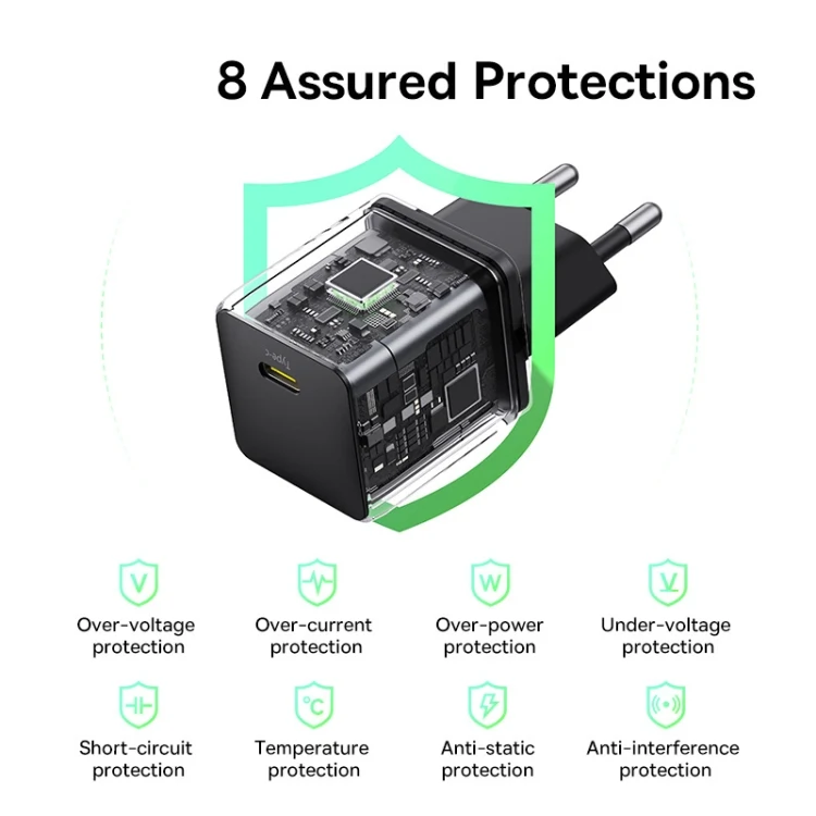 Baseus Palm Fast Charger 1C 30W EU + 1M USB-C Cable - Black