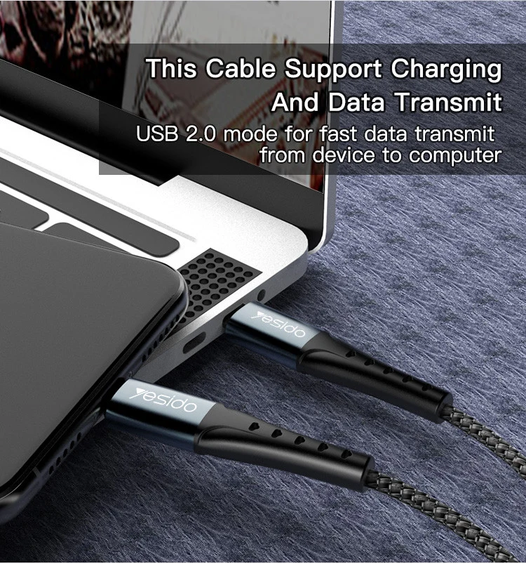 Yesido CA67 PD 60W Fast Charging Type-C to Type-C Braided - 2M