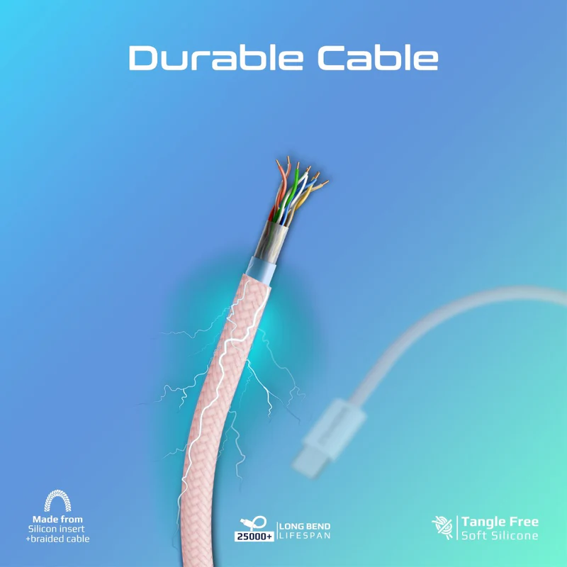 بروميت EcoLine-CC200 كابل USB-C 60W بطول 2 متر – وردي