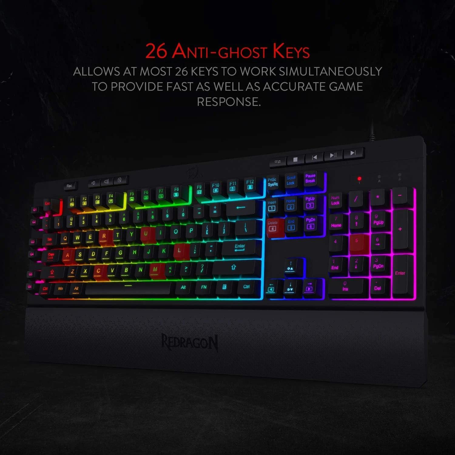 Redragon K512 SHIVA RGB Membrane Gaming Keyboard with Multimedia Keys