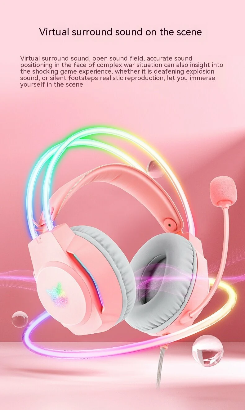 ONIKUMA X26 Wired Gaming Headset - Pink