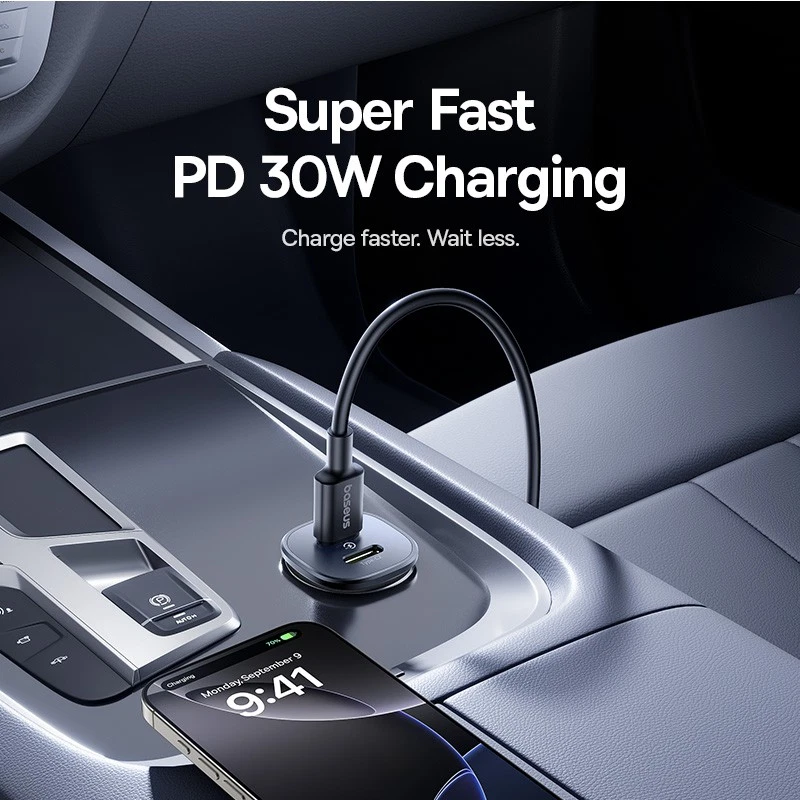 باسيوس جو تريب DP1 شاحن سيارة 30 واط (2× USB-C) - أسود